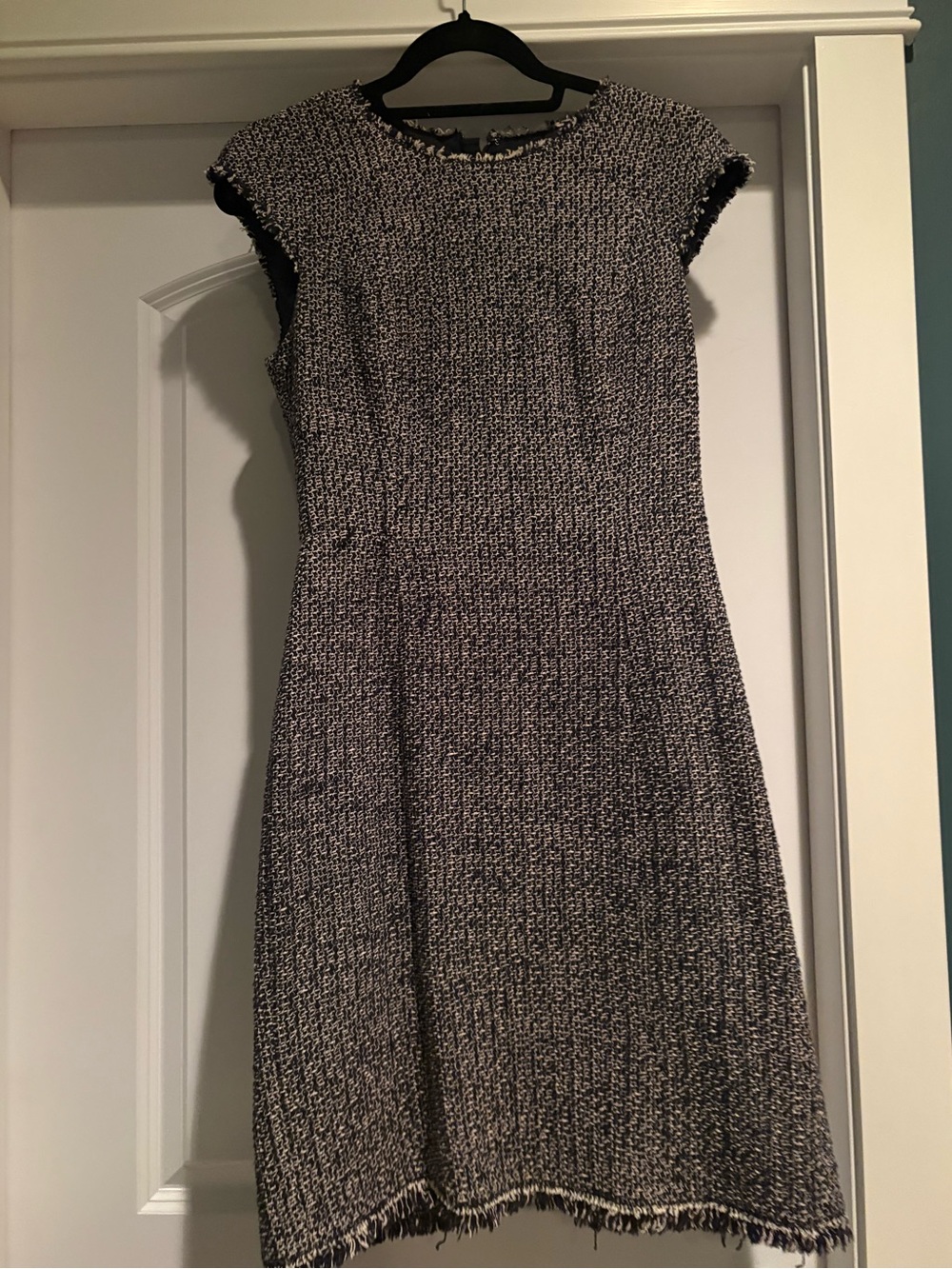 Rebecca Taylor navy, pink, cream  Tweed A-Line Dress